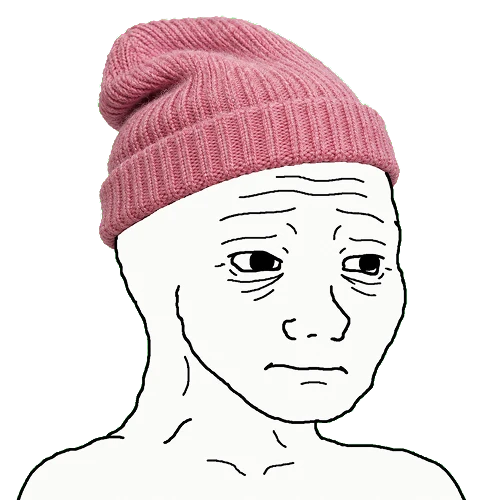wojak wearing the pink beanie